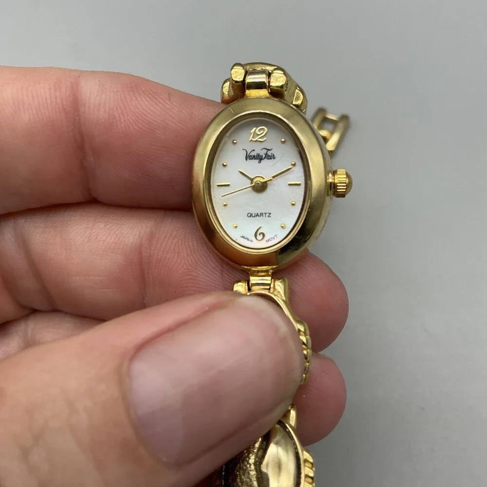 Vintage Vanity Fair Womens Watch 16mm Abalone Scarab Band New Battery 7.25